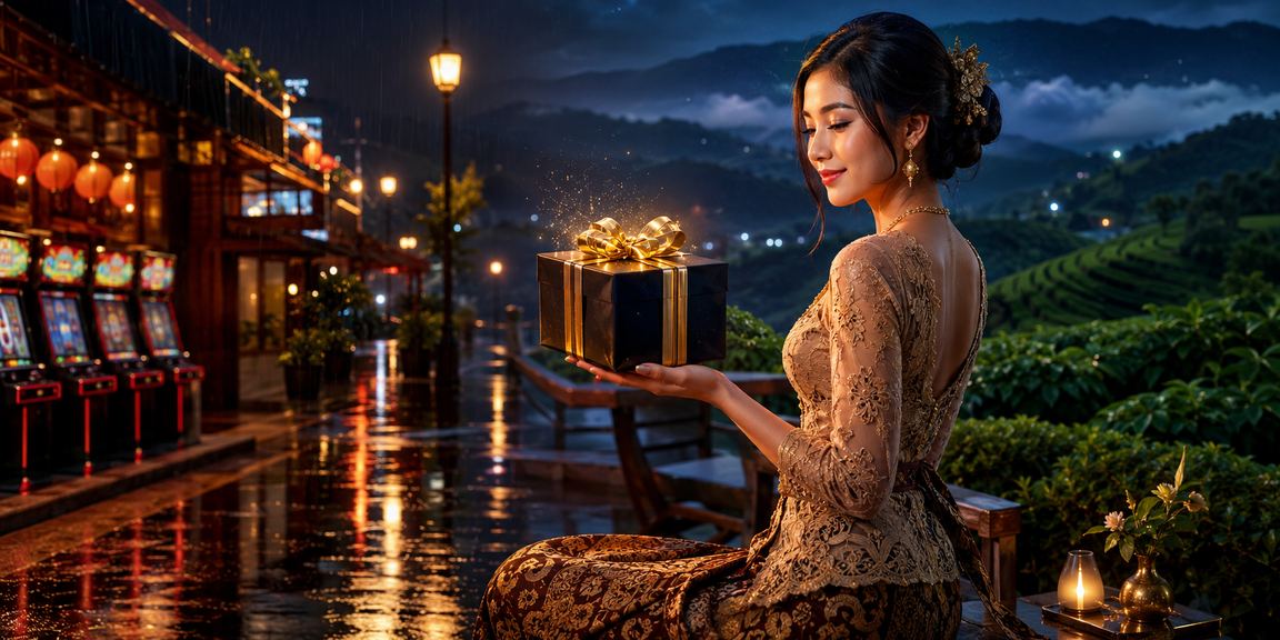 Model berpose elegan di lokasi kasino premium dengan pencahayaan artistik dan atmosfer mewah